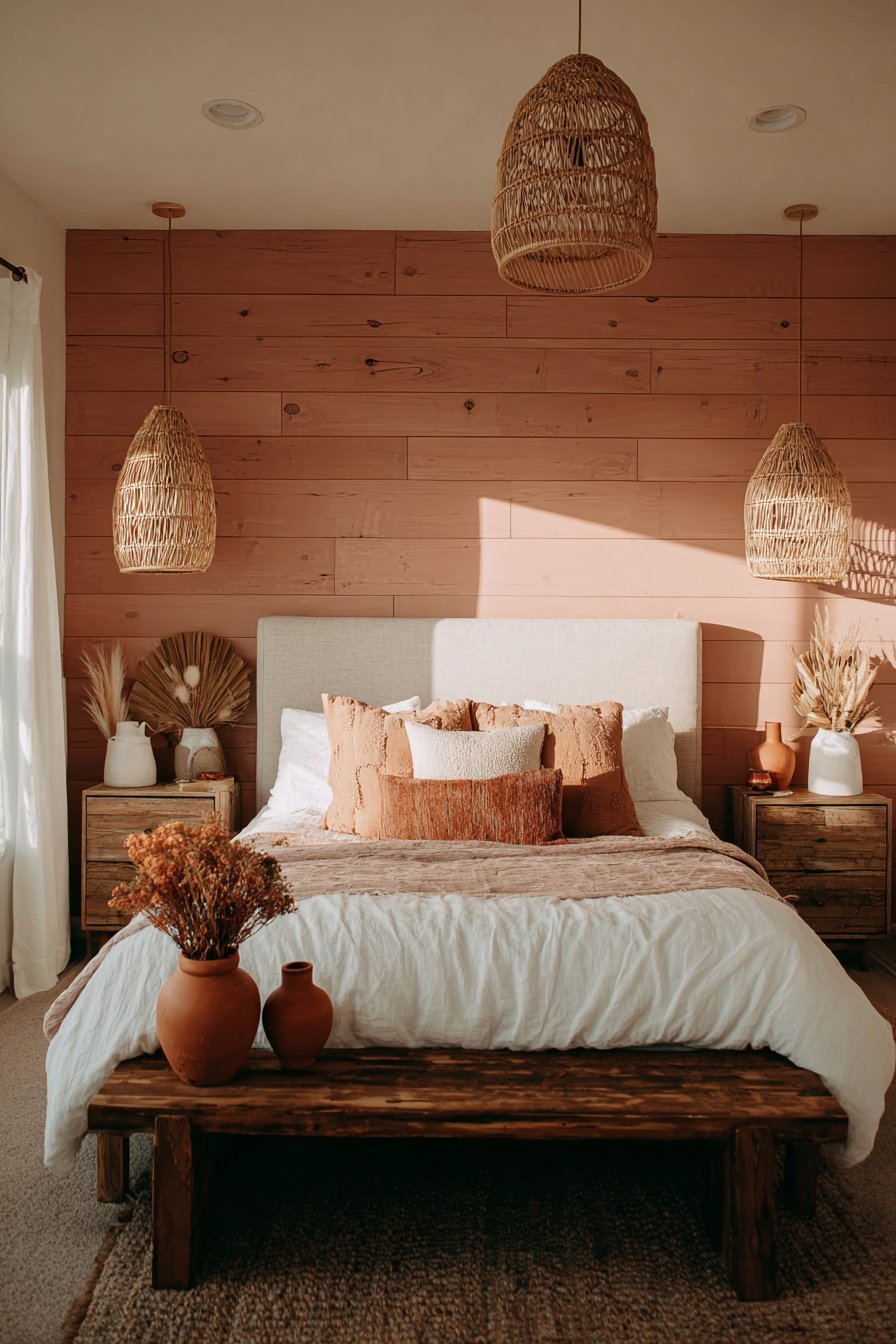 Horizontal Wood Paneling Accent Wall