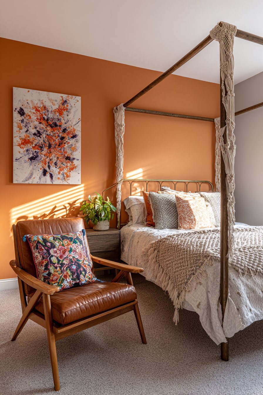 Macramé Canopy with Boho-Luxe Textiles