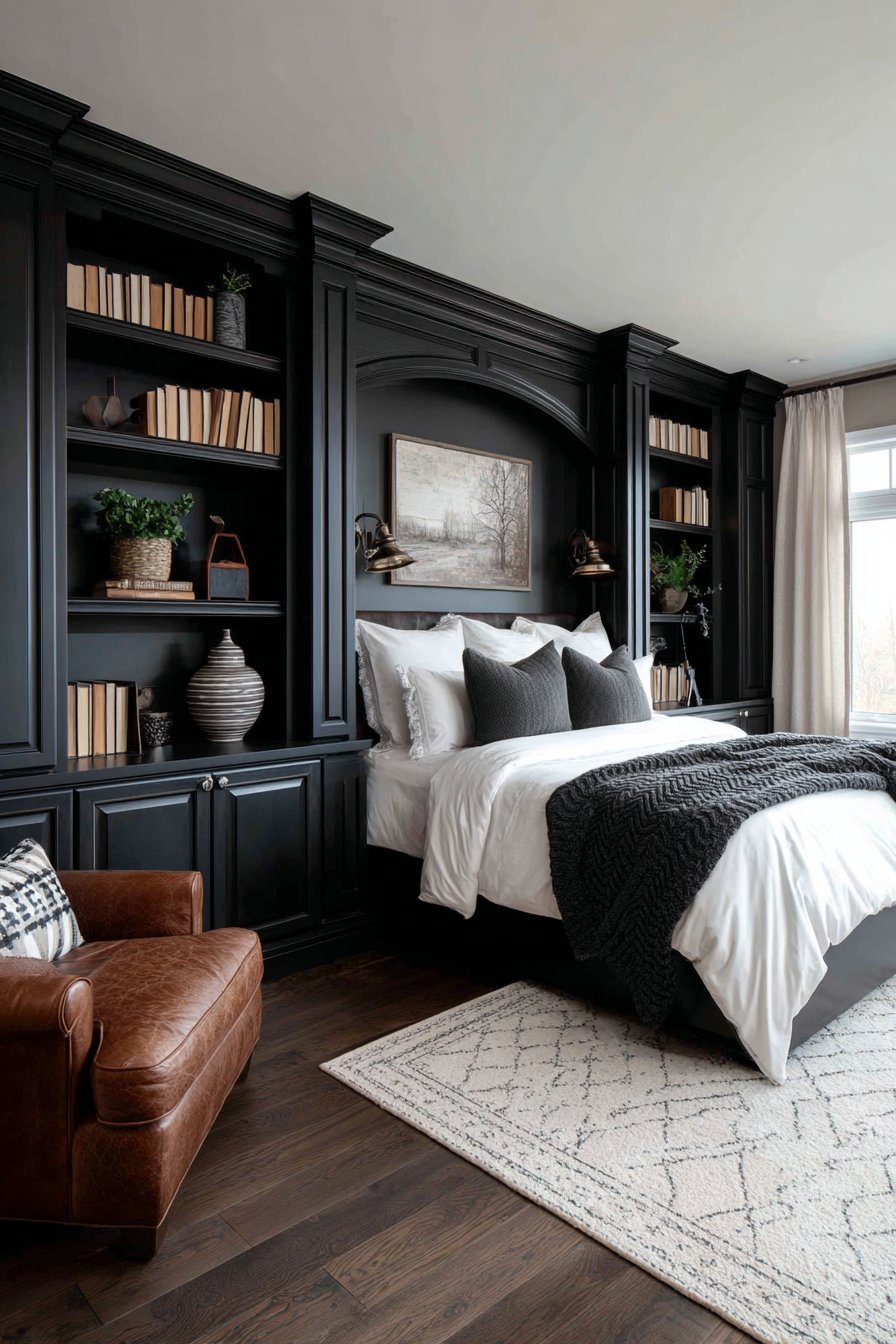 Integrated Headboard Library Wall