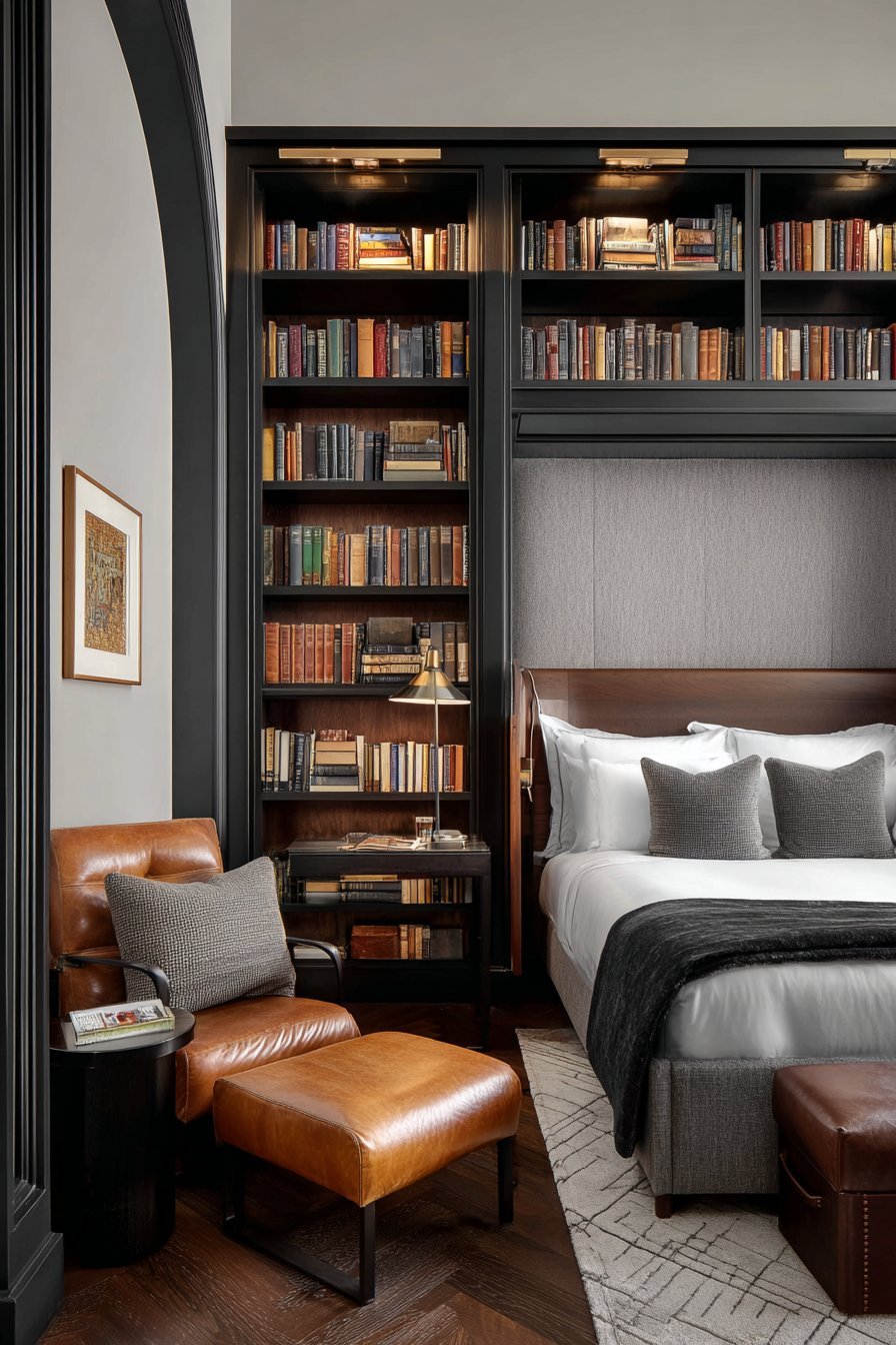 Integrated Headboard Library Wall