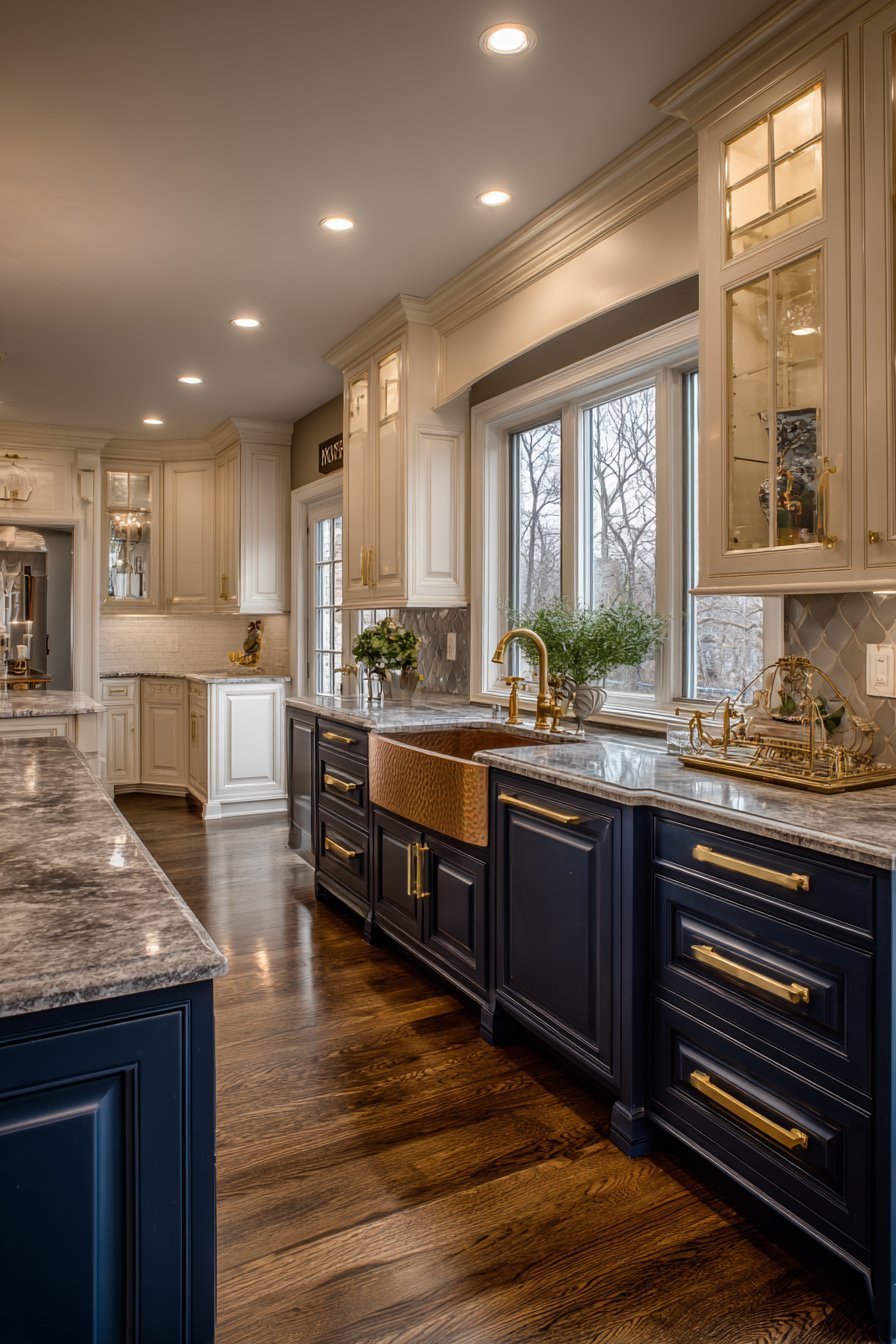 Two-Toned Navy and Cream Cabinetry