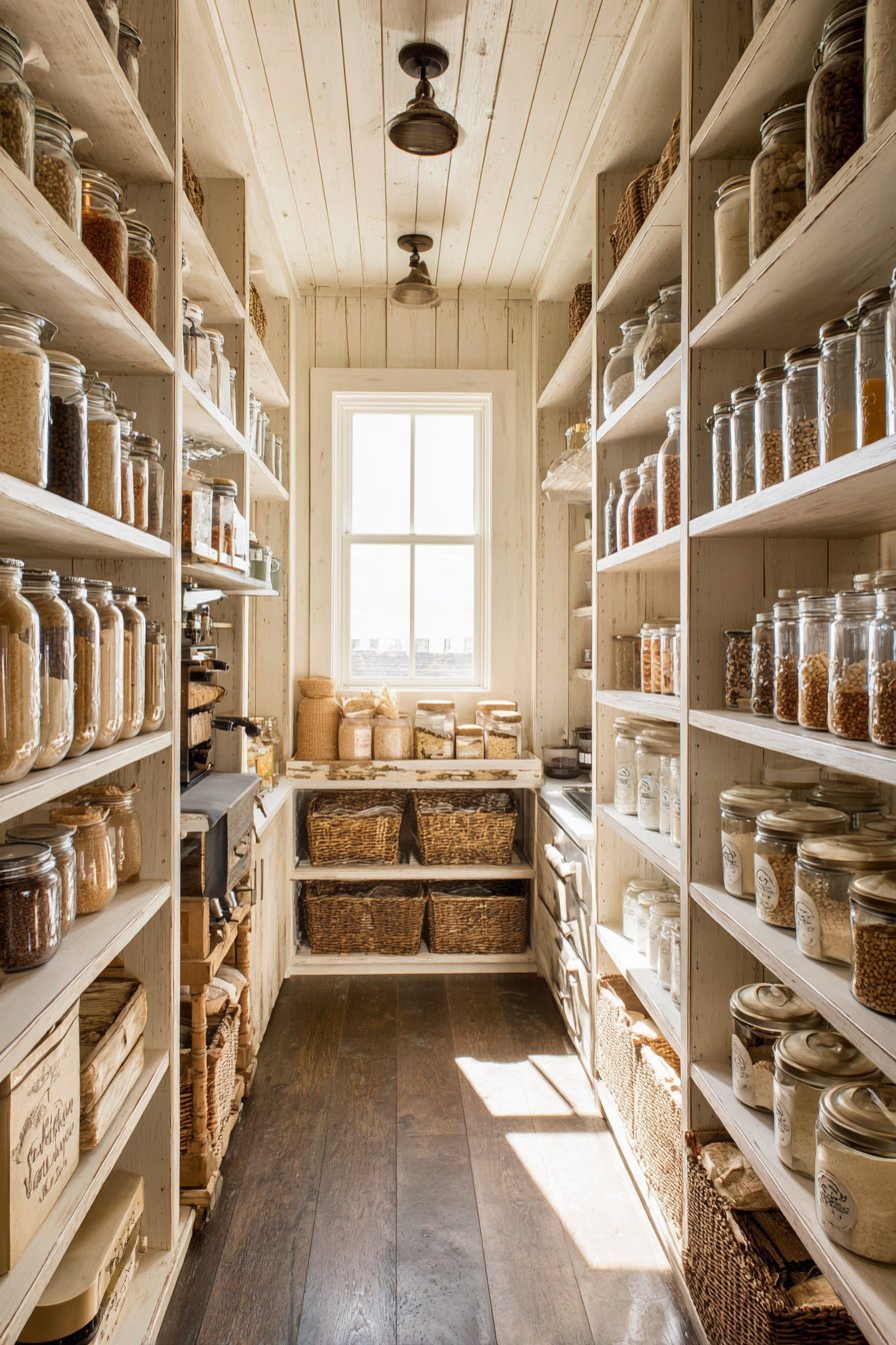 Floor-to-Ceiling Pantry with Rolling Ladder