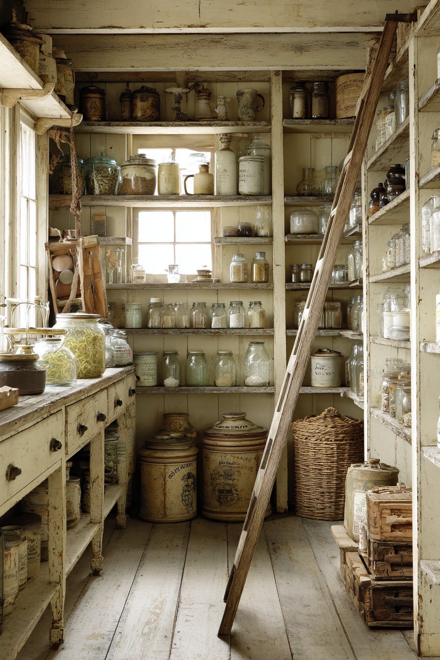 Floor-to-Ceiling Pantry with Rolling Ladder