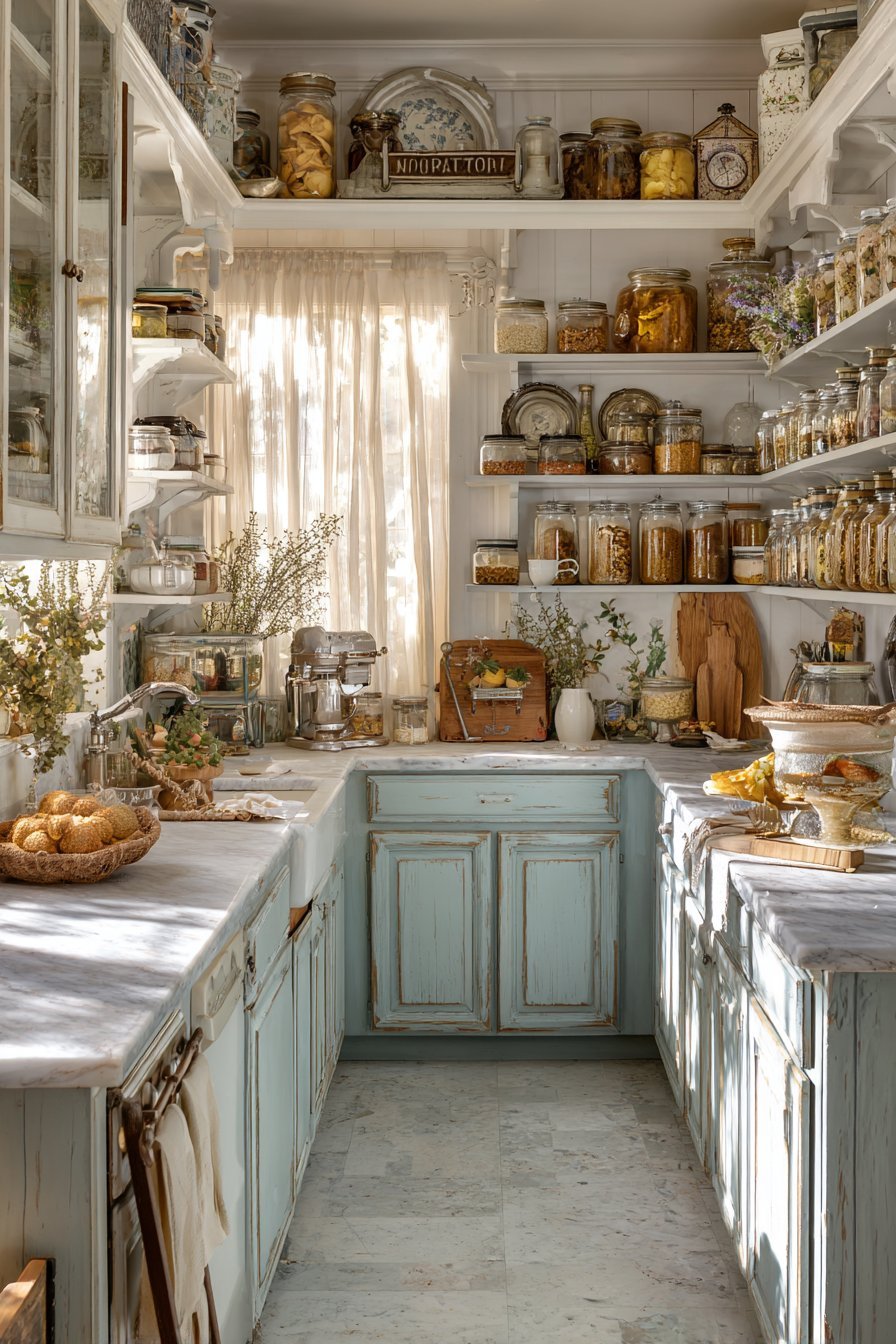 Distressed Duck Egg Blue Kitchen