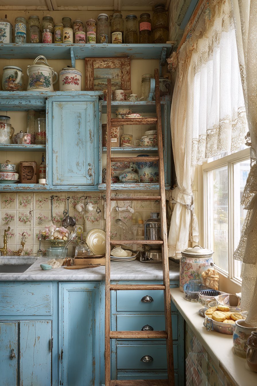 Distressed Duck Egg Blue Kitchen