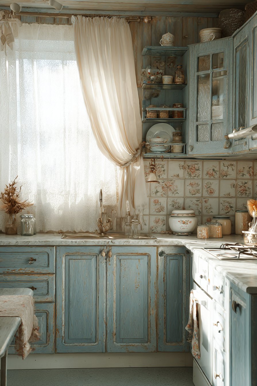 Distressed Duck Egg Blue Kitchen