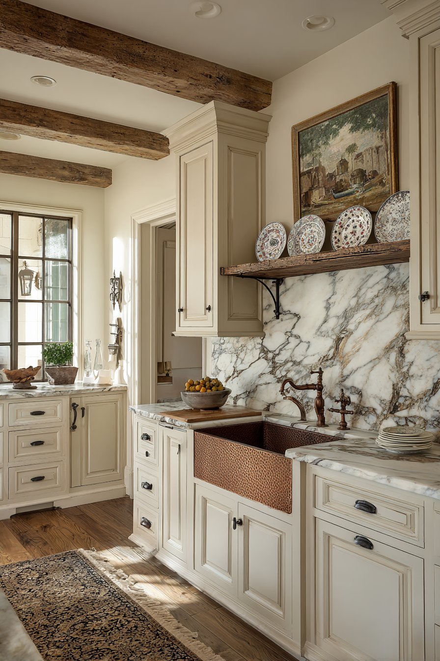 Traditional Kitchen Corner with Soapstone Counters