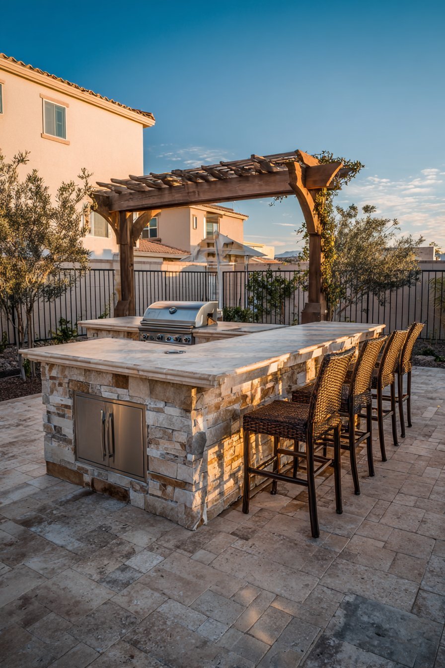 Natural Stone Outdoor Kitchen Station