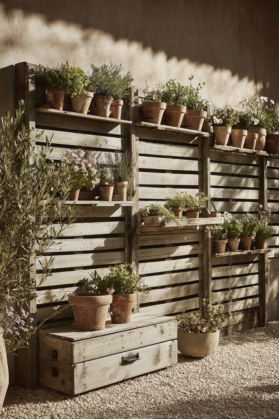 Vertical Pallet Garden Tool Storage