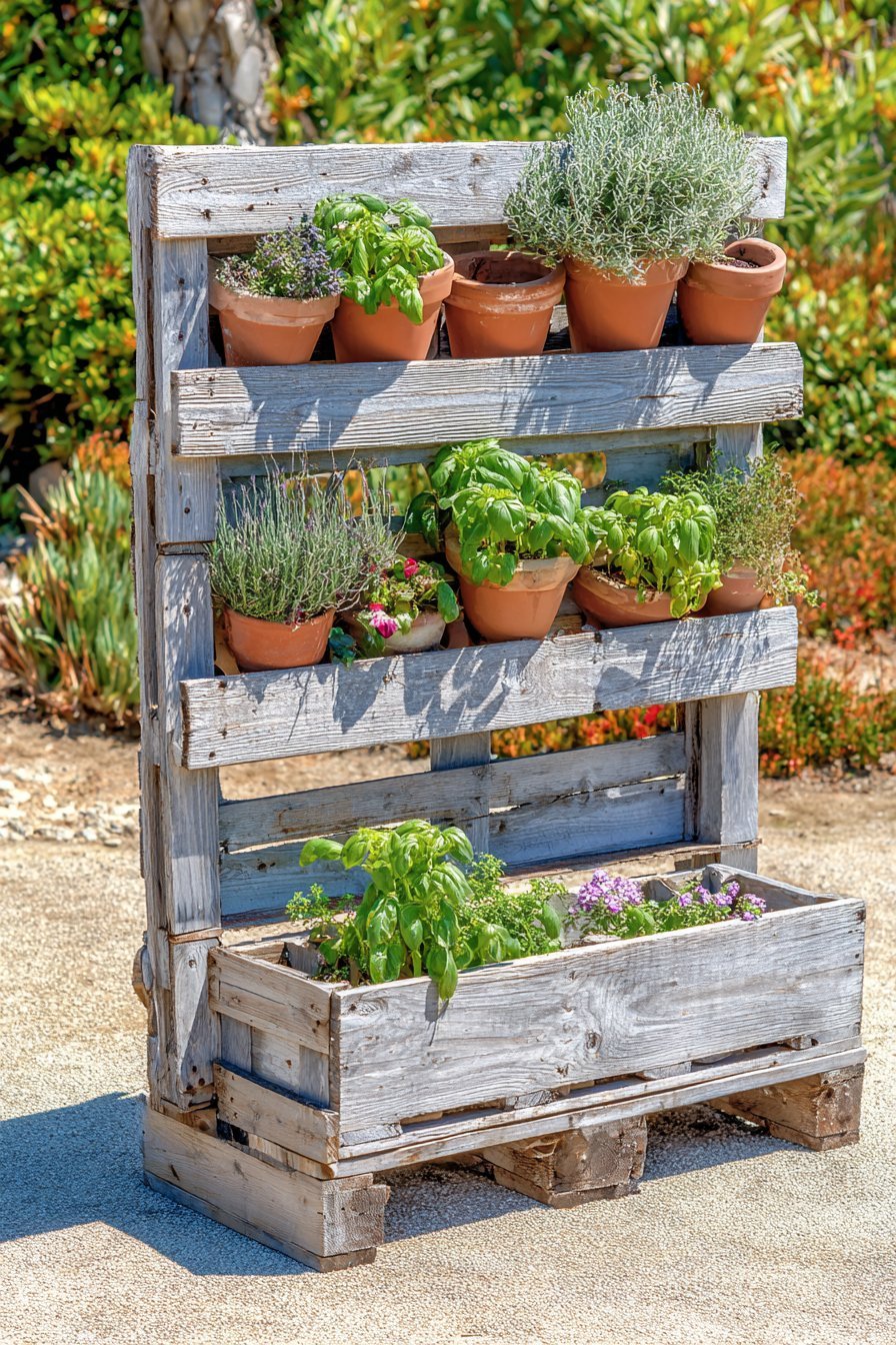 Vertical Pallet Garden Tool Storage