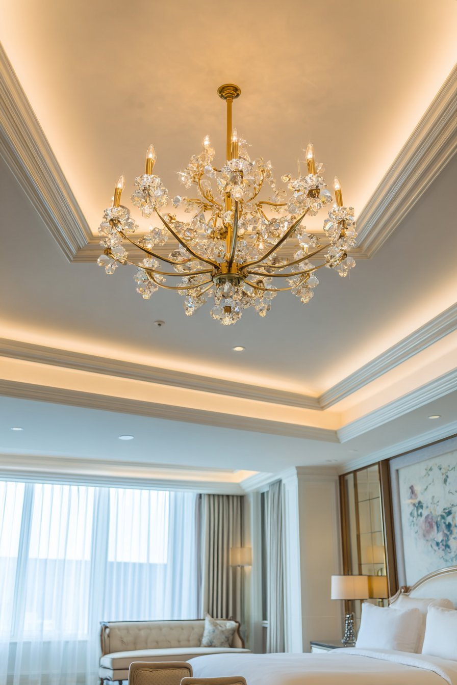Tray Ceiling with Metallic Champagne Finish