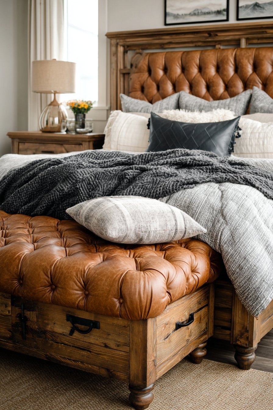 Leather Accent Bench