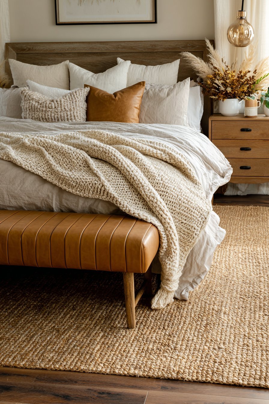 Leather Accent Bench