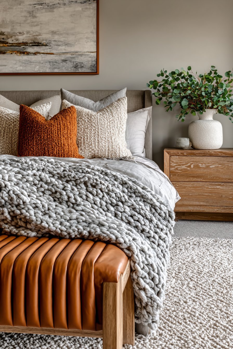 Leather Accent Bench