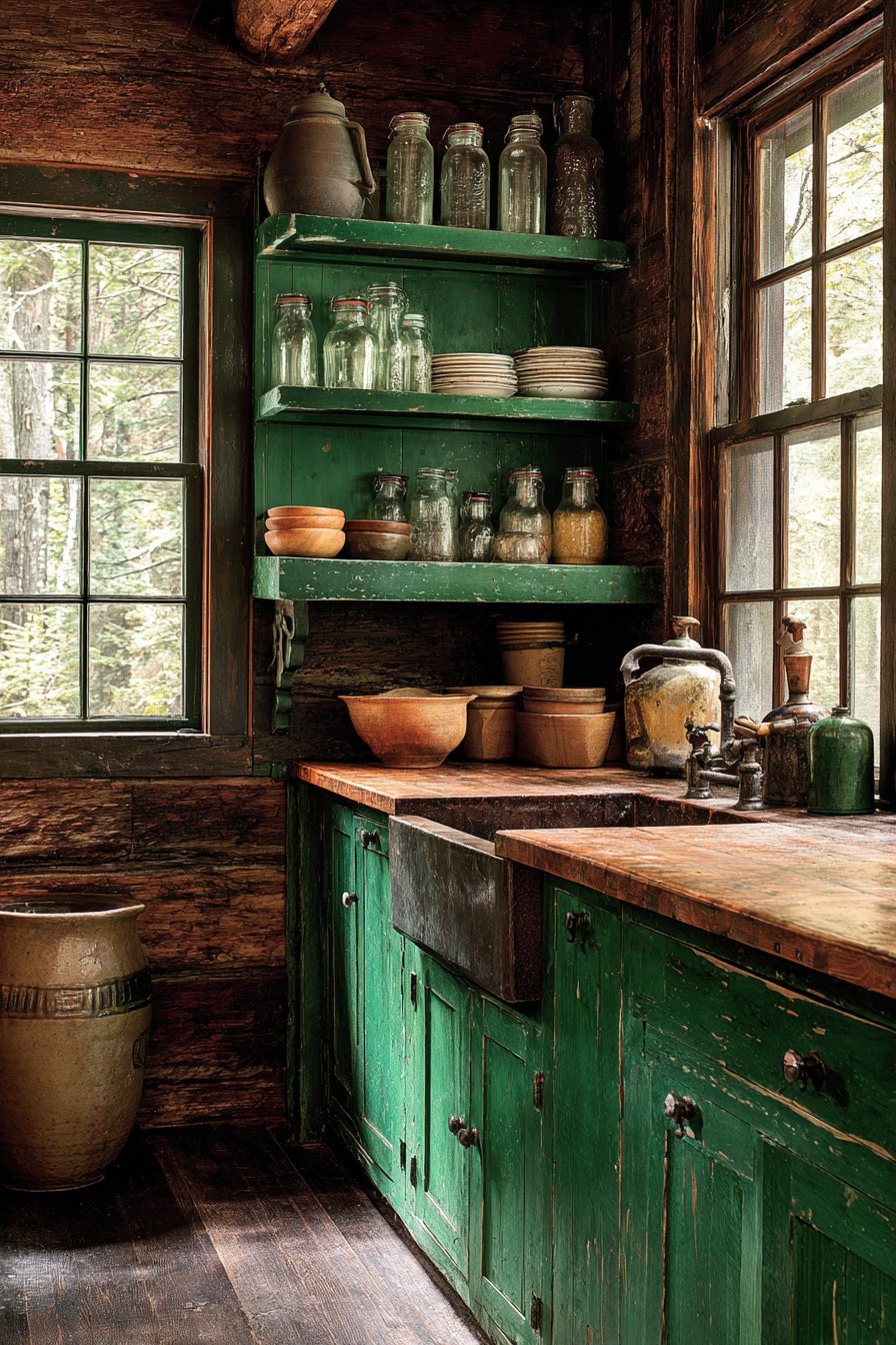 Rustic Distressed Green with Aged Wood