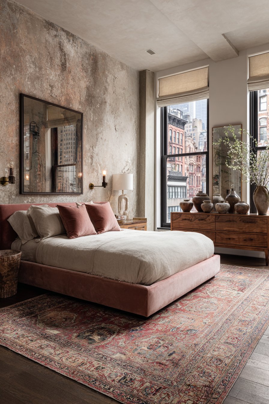 Transitional Velvet Upholstery with Limewash