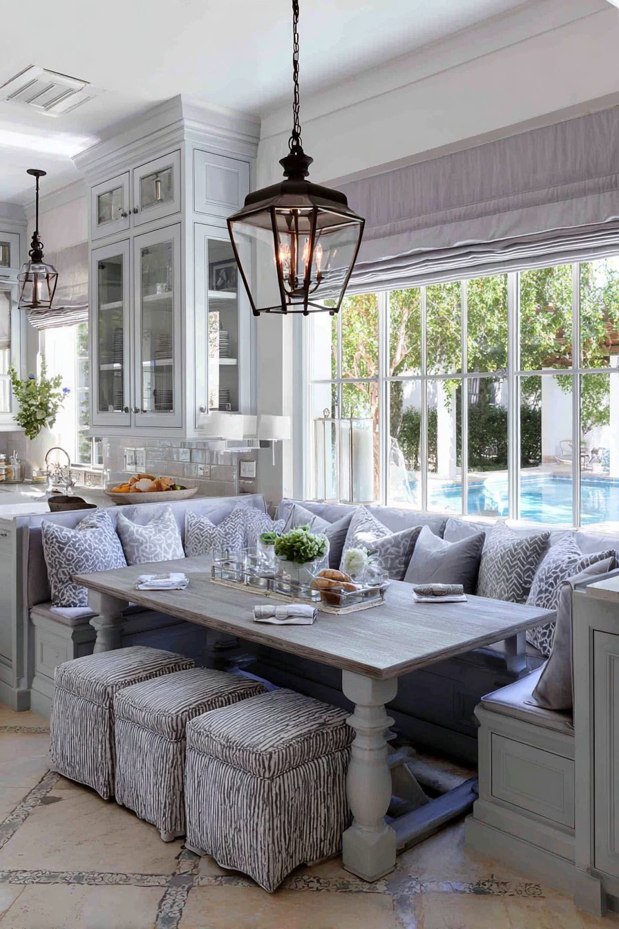 Grey Kitchen with Integrated Breakfast Nook