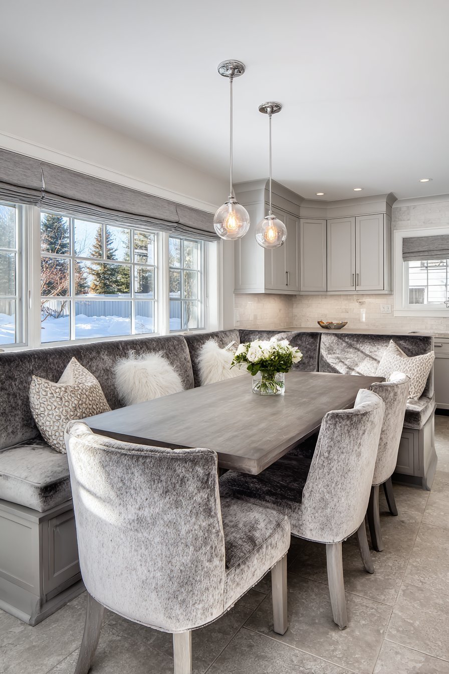 Grey Kitchen with Integrated Breakfast Nook