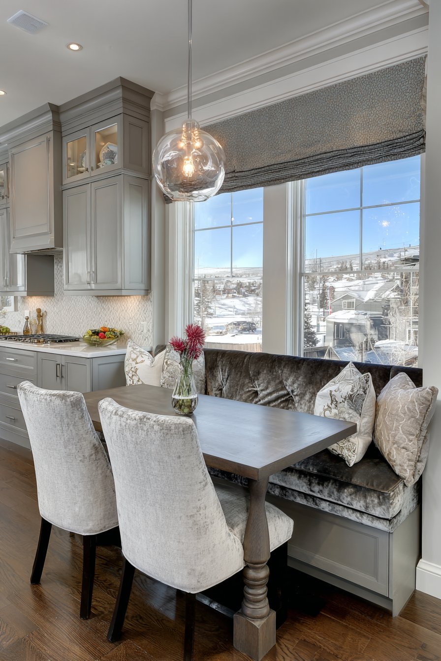 Grey Kitchen with Integrated Breakfast Nook