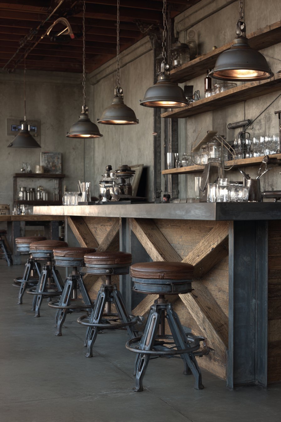 Reclaimed Wood Ceiling with Concrete Walls