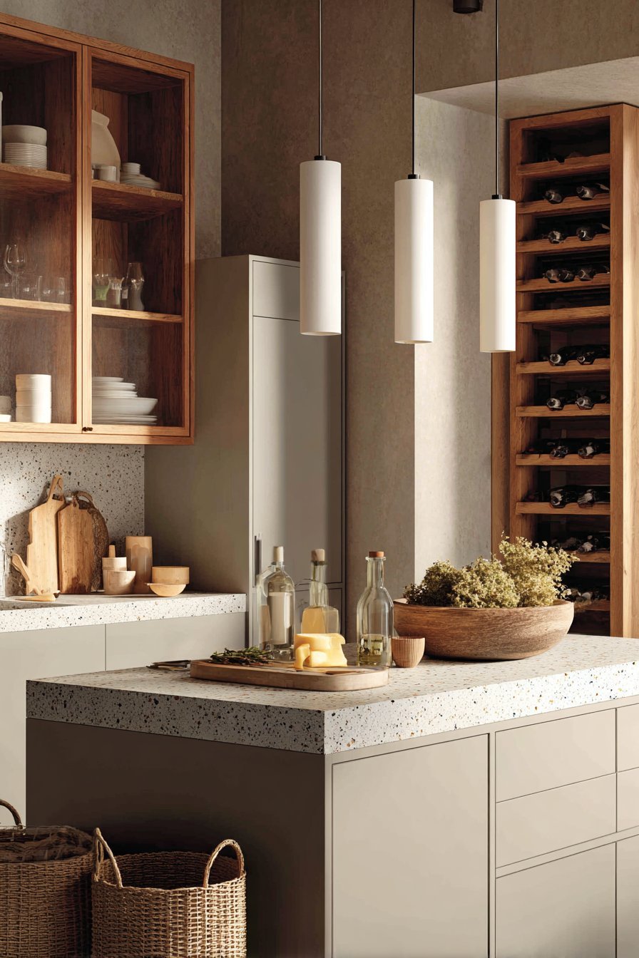 Terrazzo Countertop with Glass-Fronted Storage
