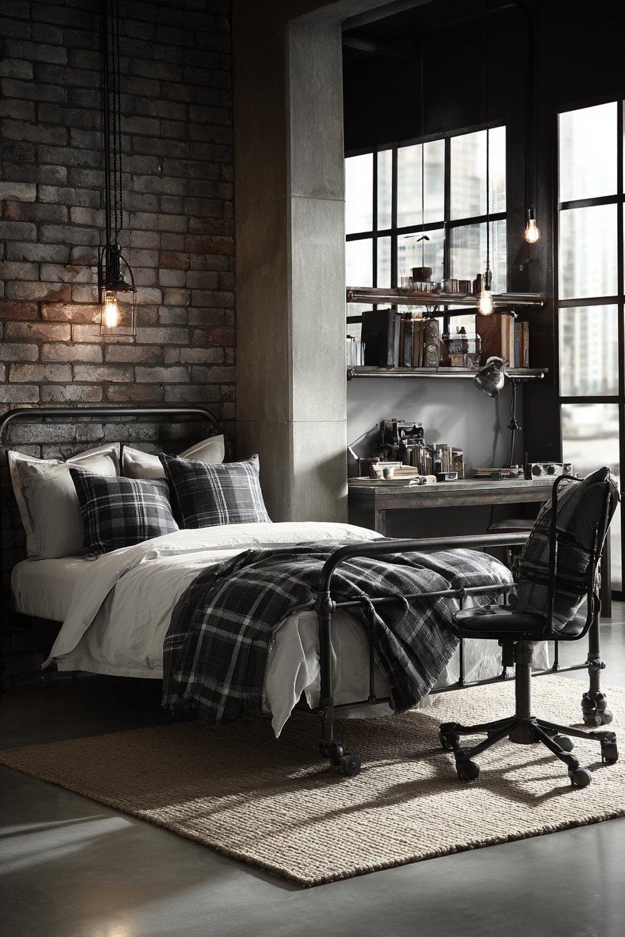Industrial Loft Library Bedroom
