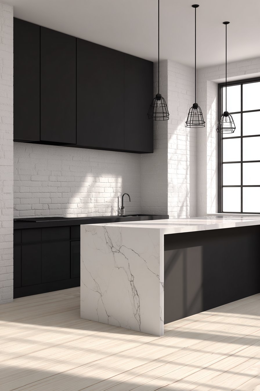 Black and White Contrast Kitchen