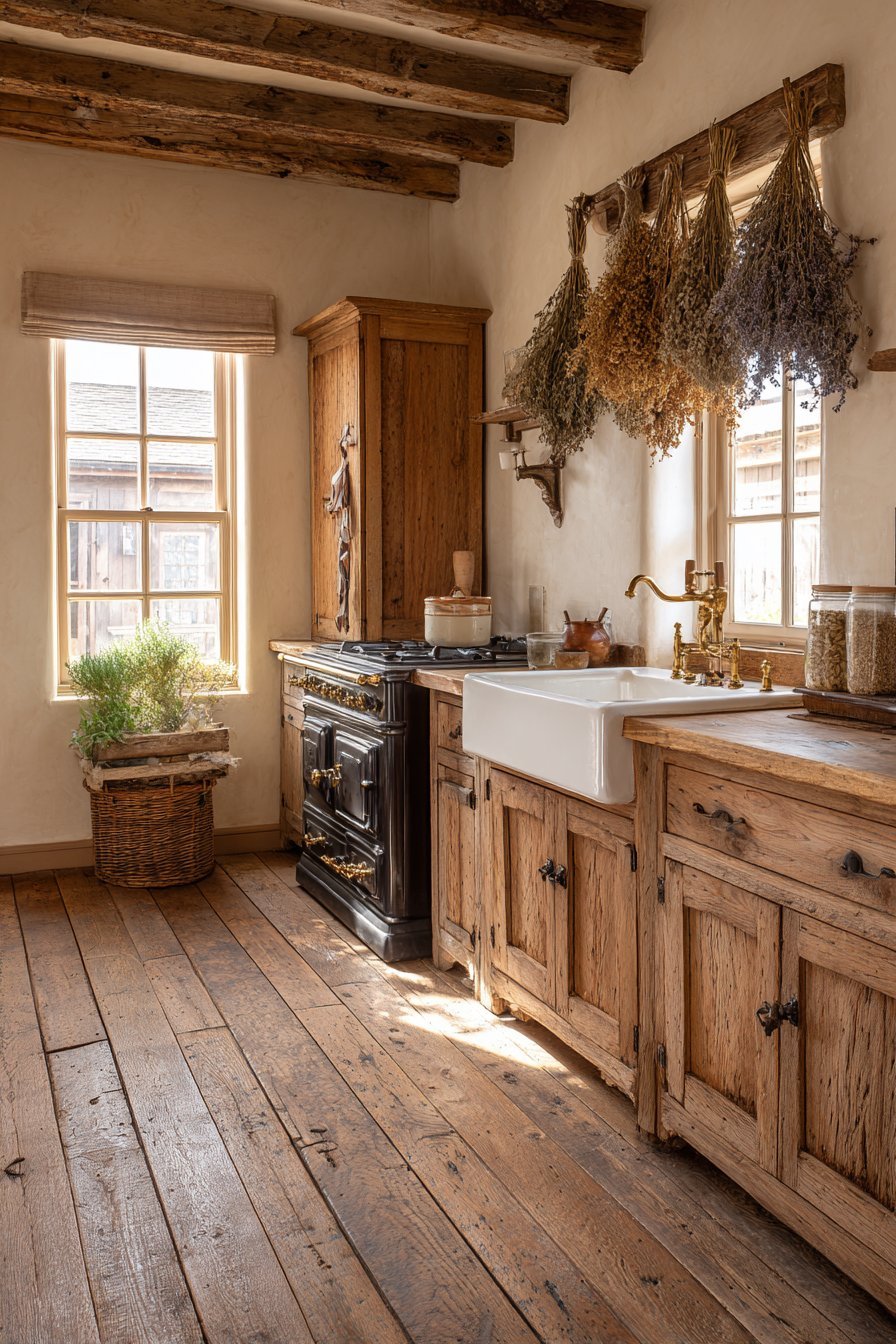 Wood-Burning Cookstove Farmhouse Kitchen