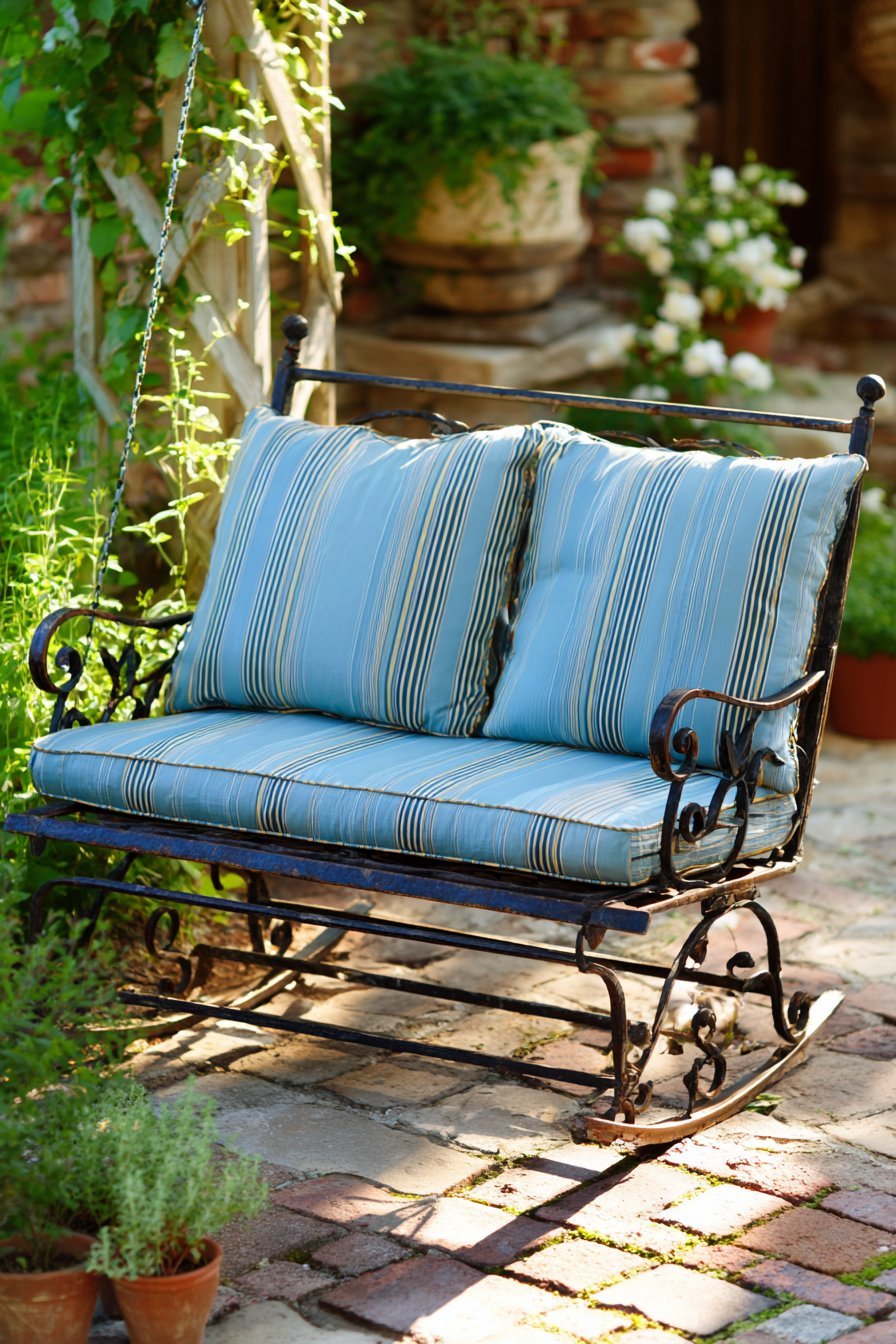 Vintage Glider on Brick Patio