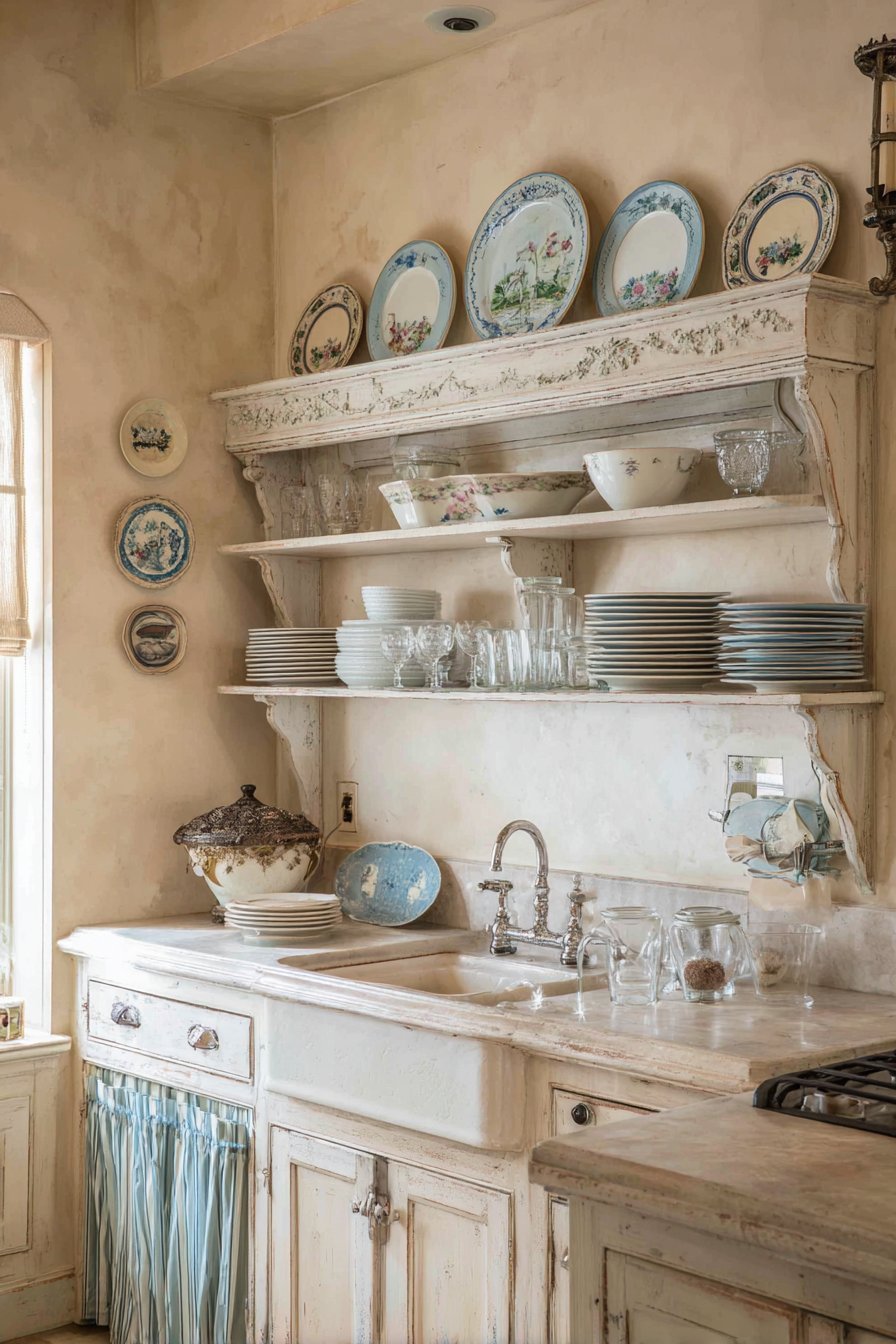Vintage Plate Rack Display Above Sink
