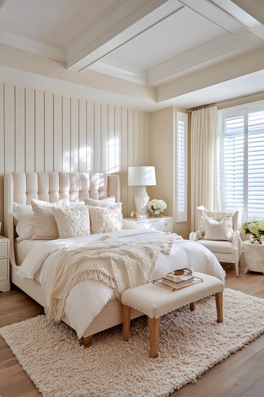 Cream and white bedroom