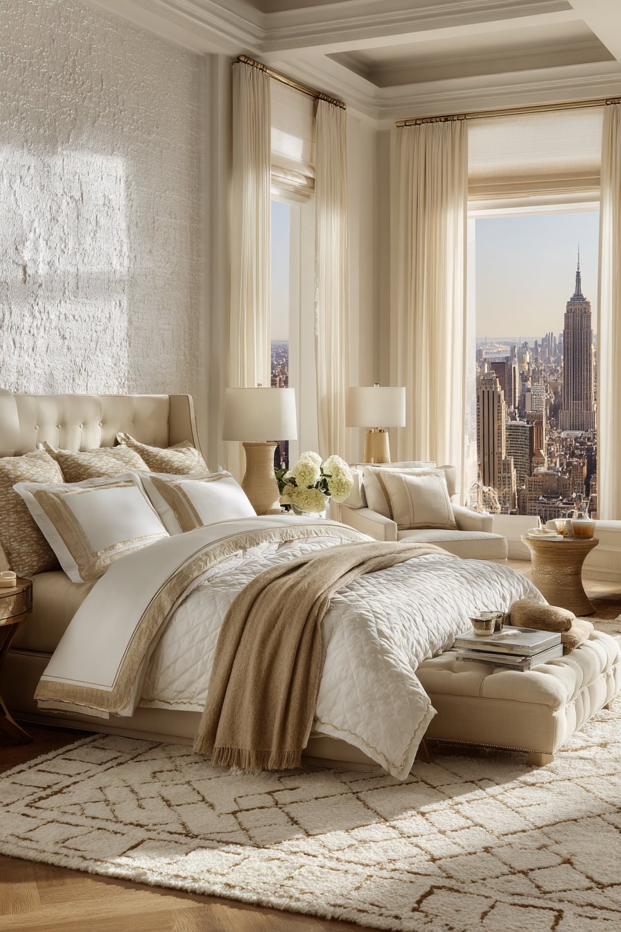 White and beige bedroom