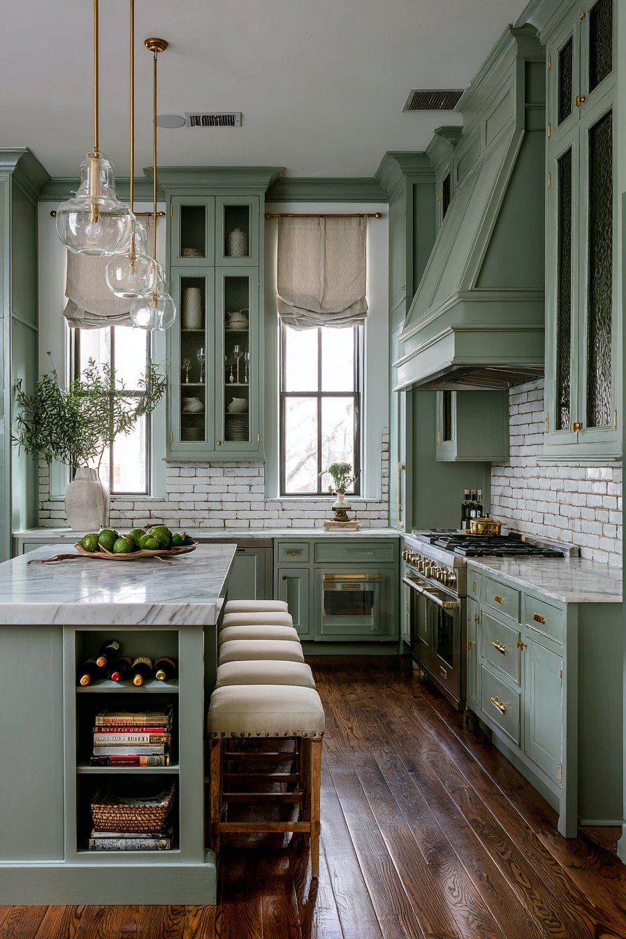 Soft green kitchen