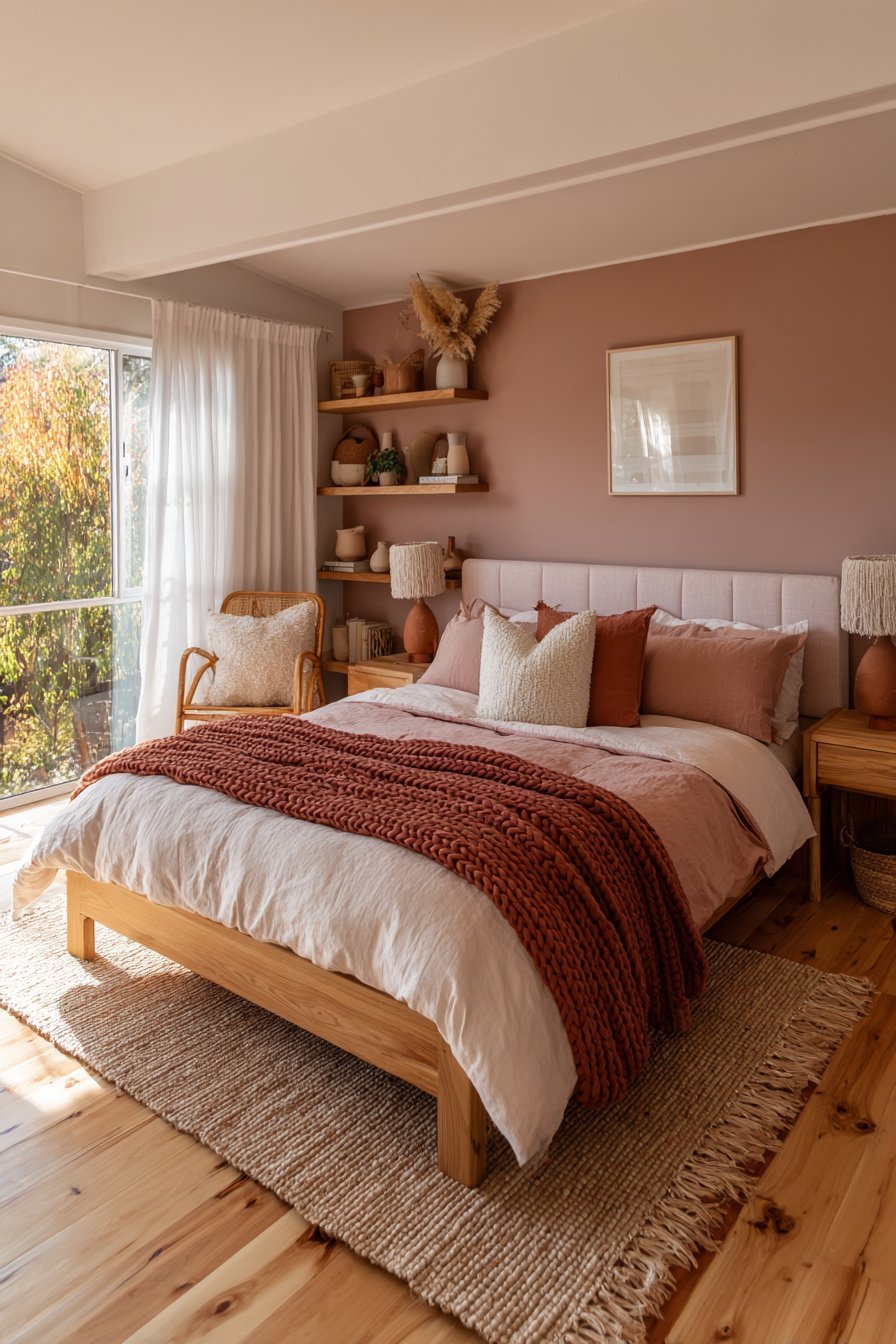 Earthy pink bedroom