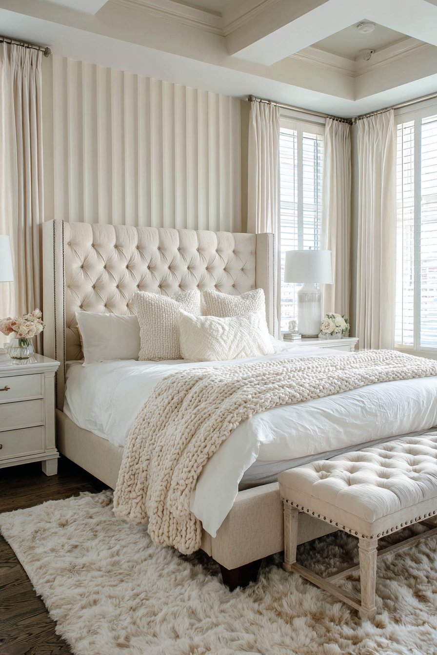 Cream and white bedroom