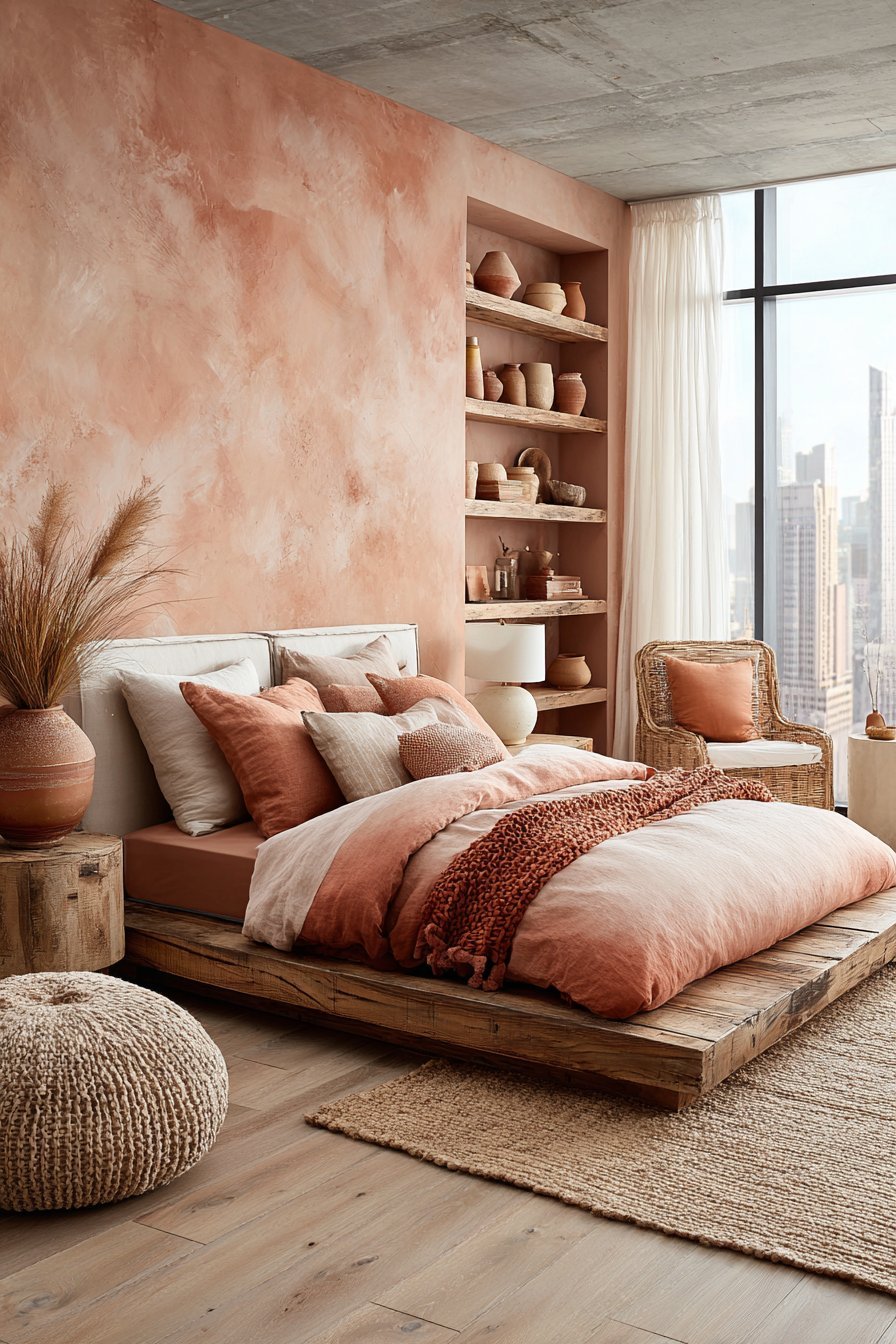 Earthy pink bedroom