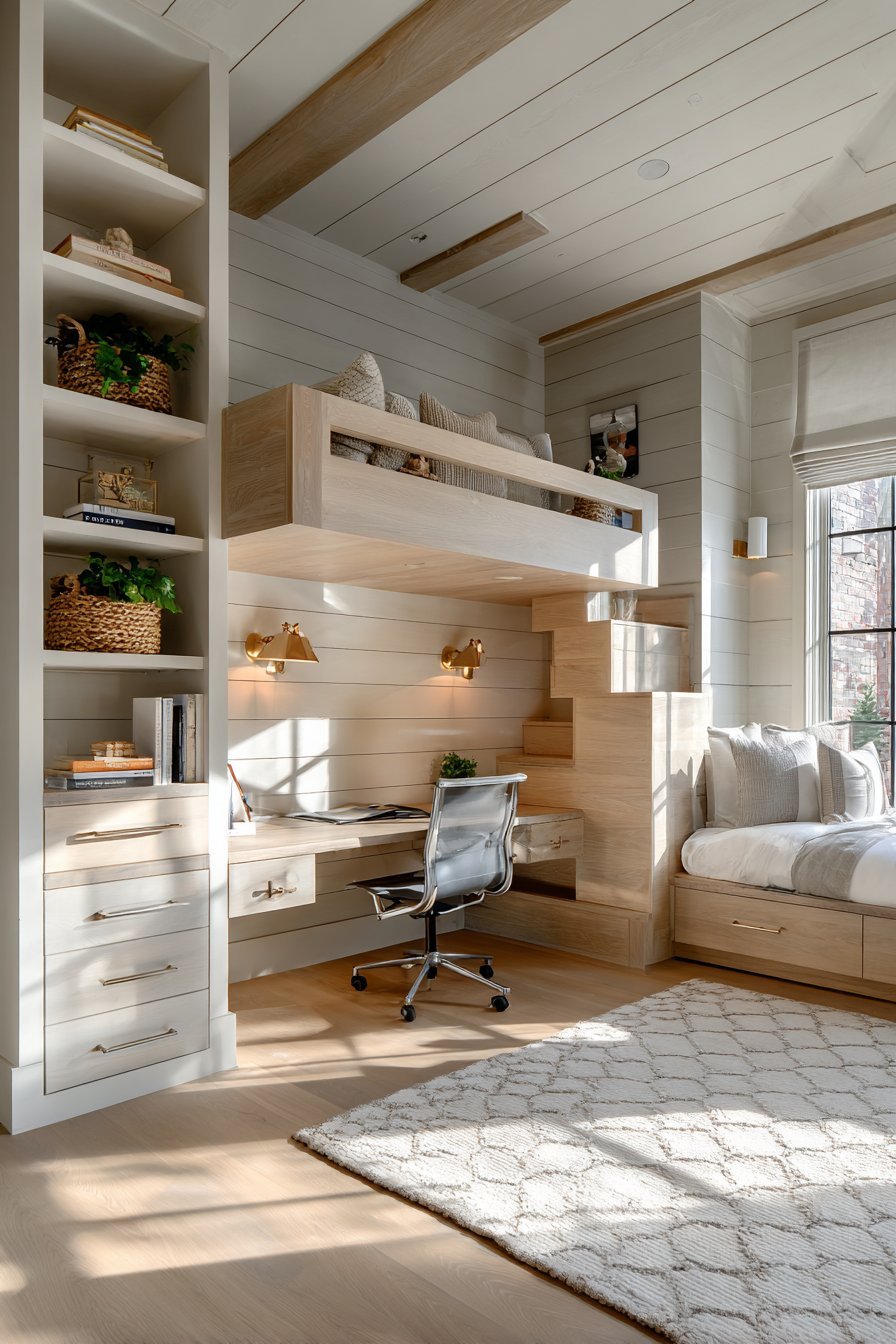 Bunk bed with desk