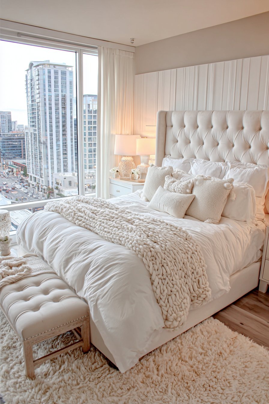 Cream and white bedroom