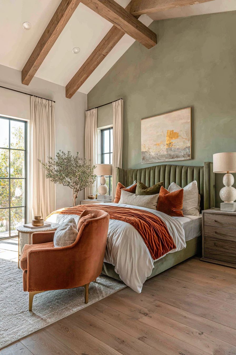 Green and Terracotta Bedroom Ideas