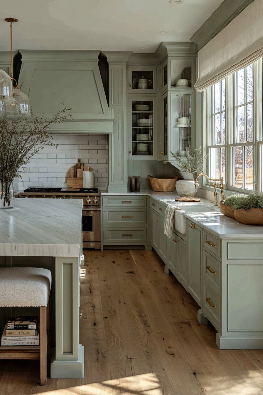 Soft green kitchen