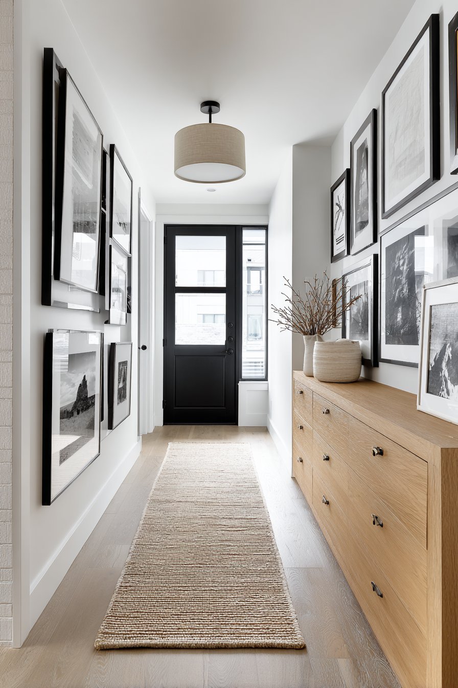 Dramatic Gallery Wall with Black and White Photography