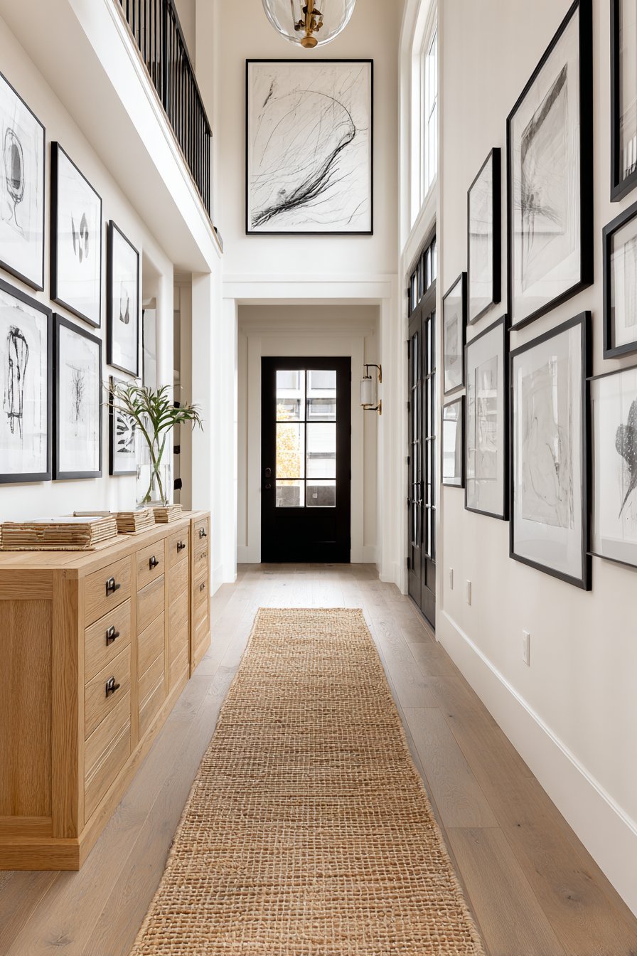 Dramatic Gallery Wall with Black and White Photography