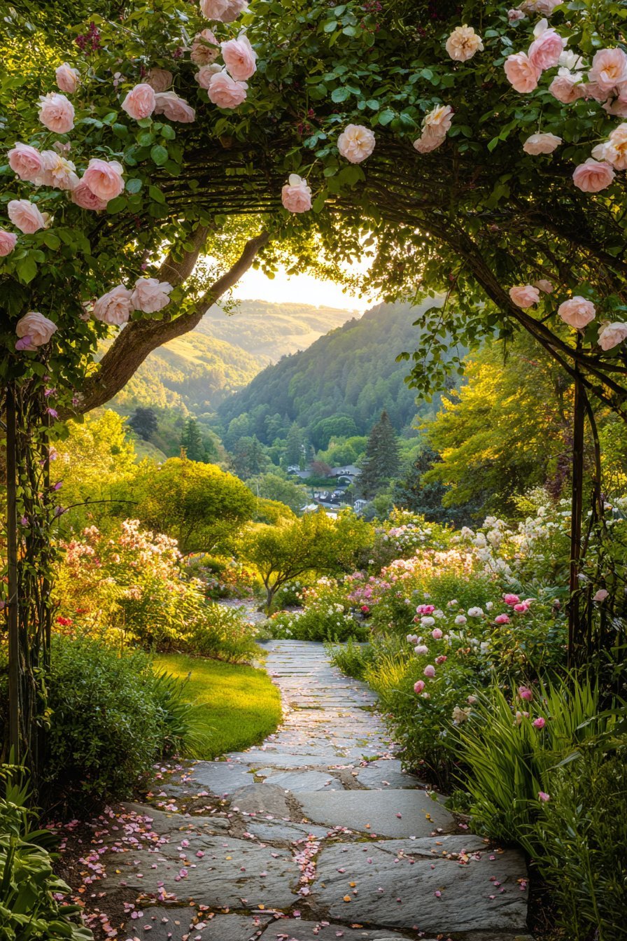 A Romantic Climbing Rose Arch or Floral Gateway
