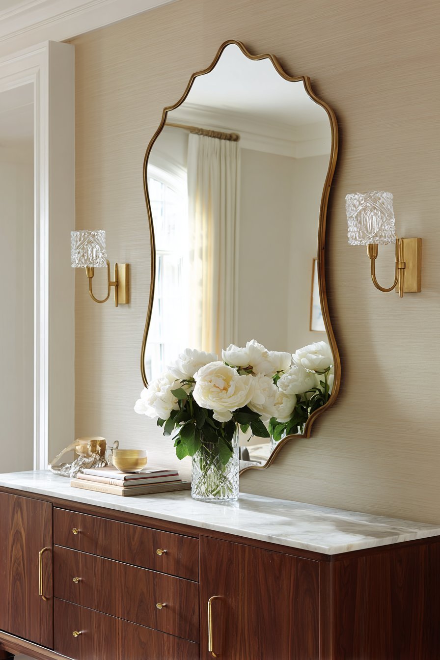 Transitional Antique Brass Mirror