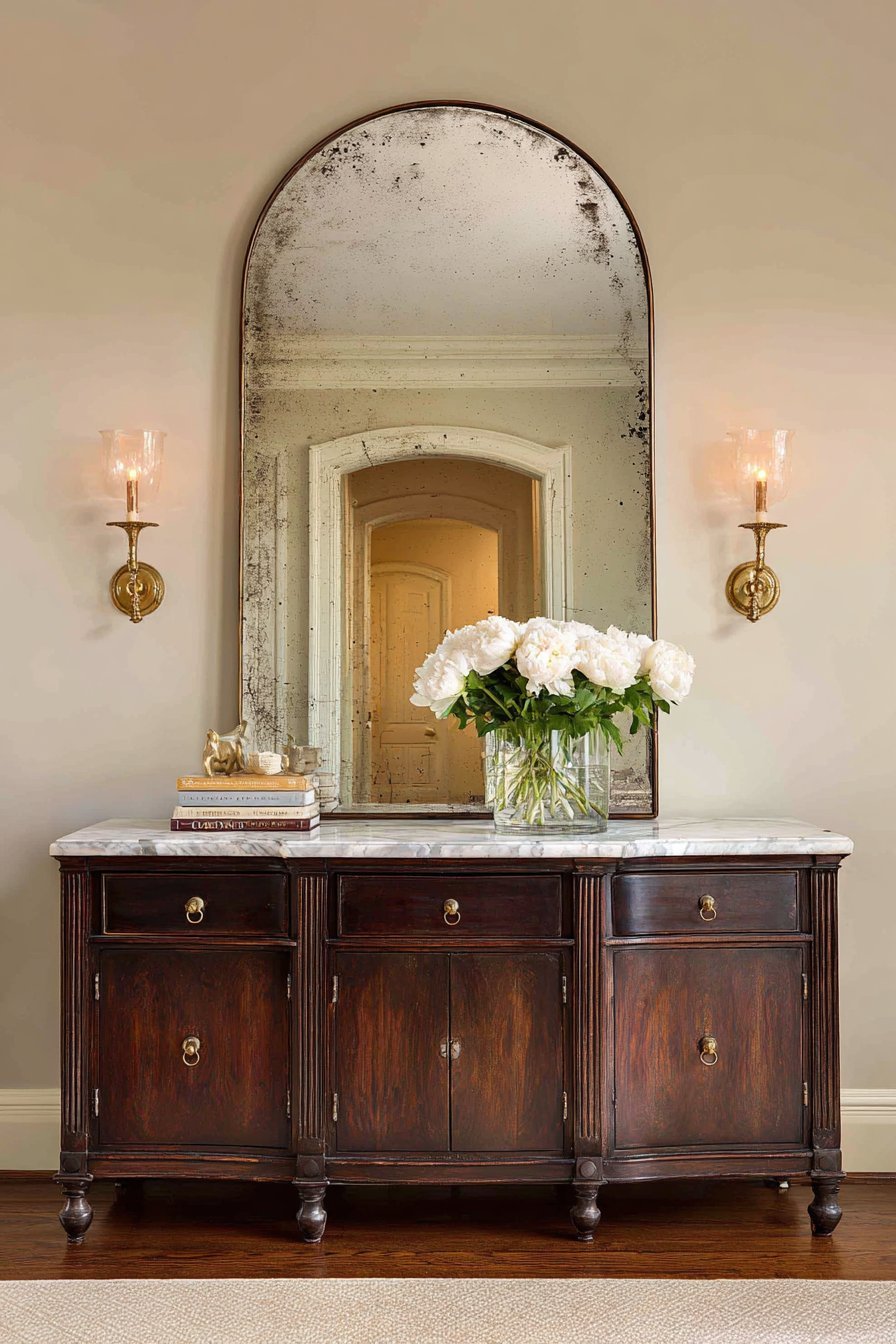 Transitional Antique Brass Mirror