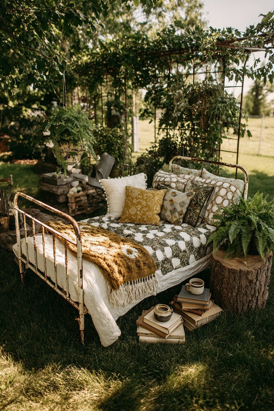 Vintage Metal Daybed Reading Nook