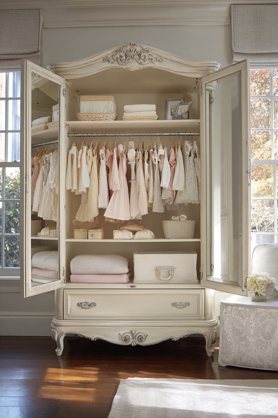 Antique French Armoire Organization System