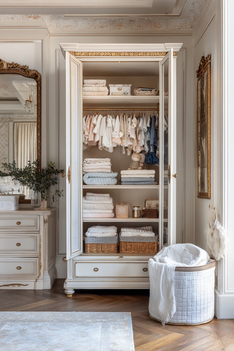 Antique French Armoire Organization System