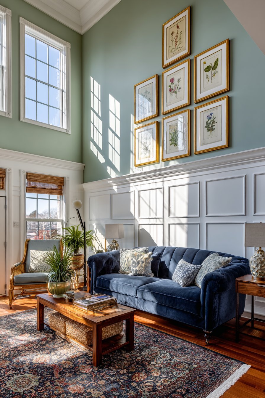 Classic Wainscoting with Sage Green Upper Wall