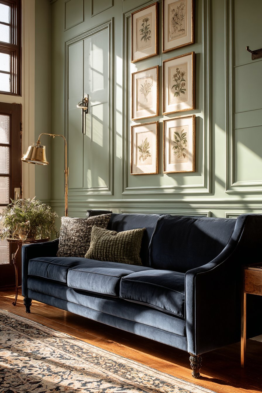 Classic Wainscoting with Sage Green Upper Wall